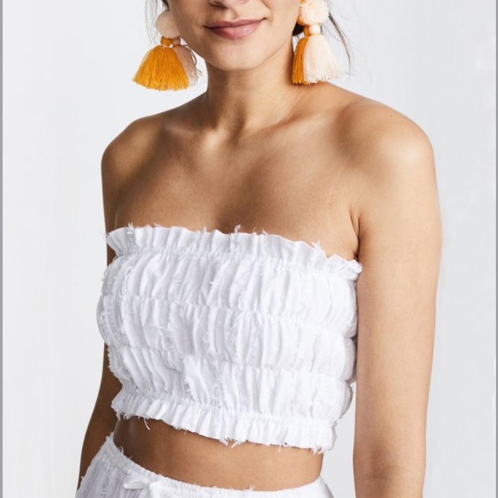 Steele. White Smocked Tube Top size small- white cropped tube top - Picture 2 of 5